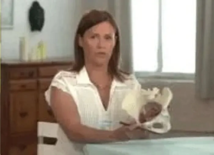 Isa Herrera on set during a filmed interview about women's pelvic health.