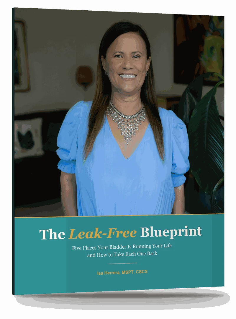 Isa Herrera in a blue top on the cover, above a teal title band.